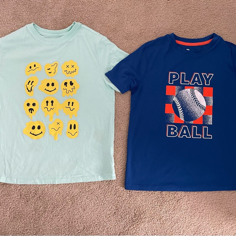 Kids Blue and Light Green Graphic T-Shirts